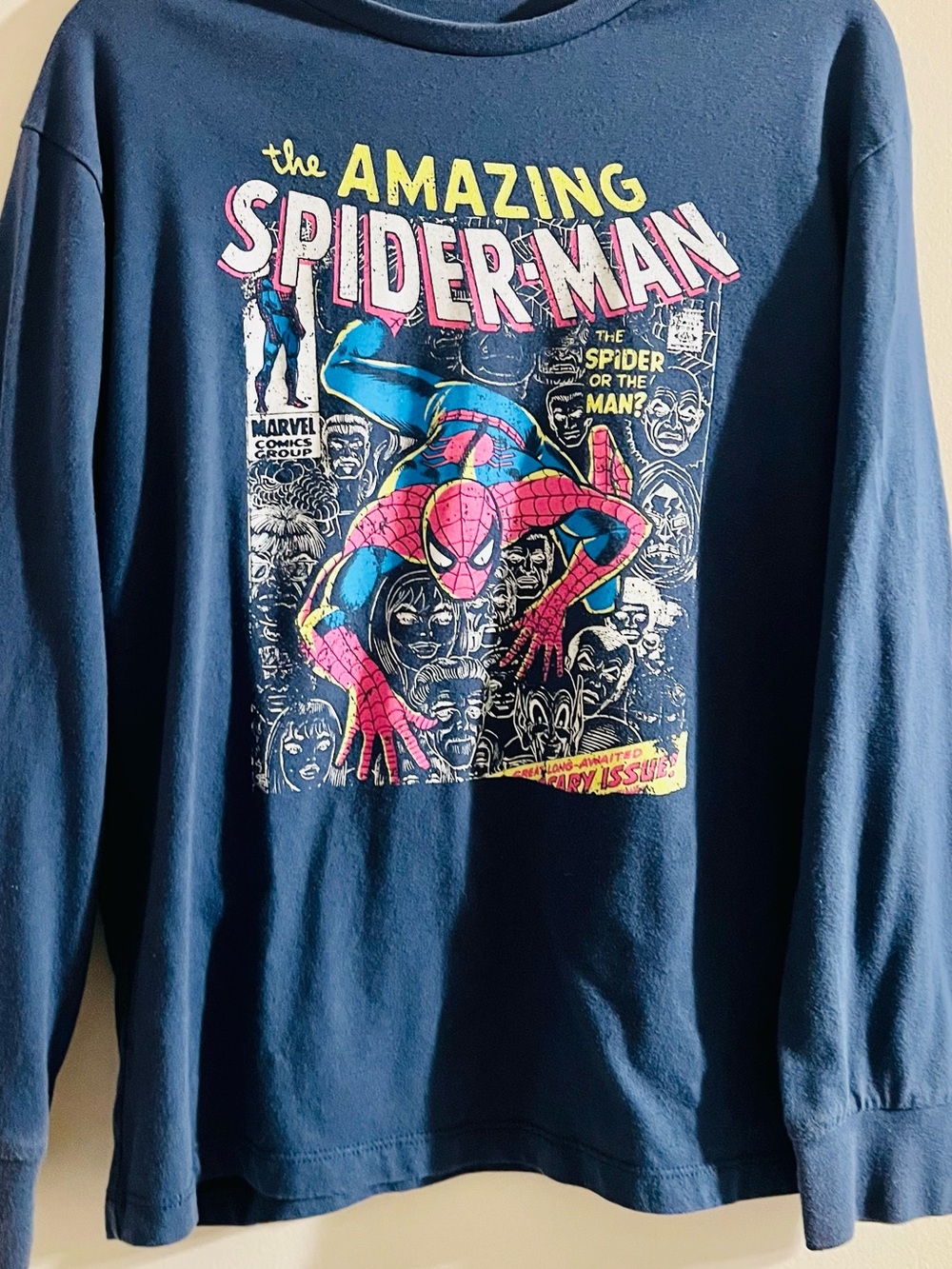 Marvel The Amazing Spider-Man Graphic Crewneck - Navy L (10/12) KIDS Tee